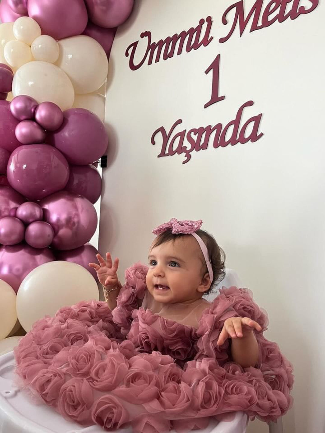 Pul Payet Fiyonk Pudra Güllü Bebek Abiyesi