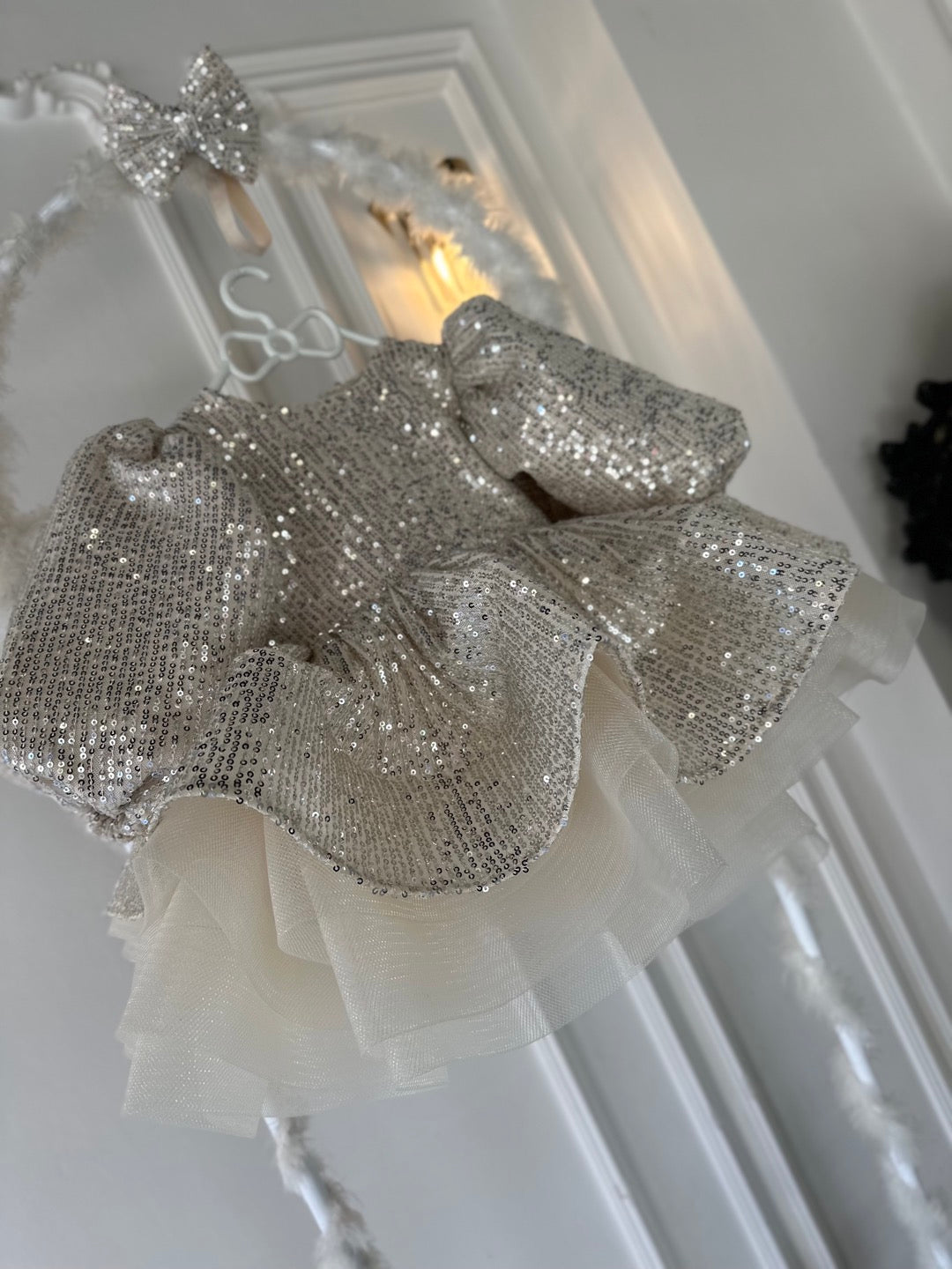 Prenses Bol Kol Zara Payet Gold Bebek Abiyesi