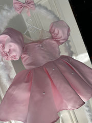 Prenses Kalp Yaka Toz Pembe Bebek Abiyesi