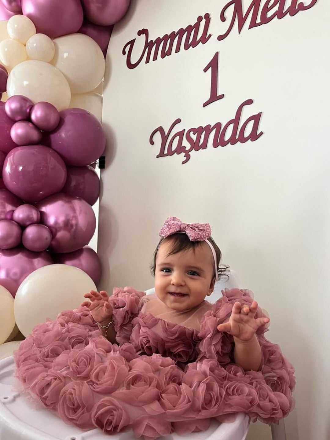 Pul Payet Fiyonk Pudra Güllü Bebek Abiyesi