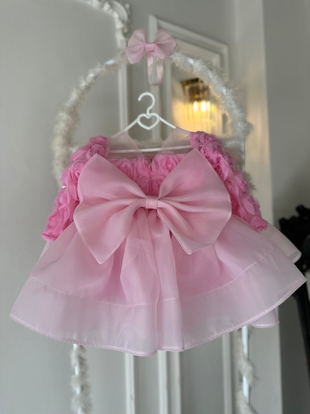 Karolin Etek Pembe Güllü Bebek Abiyesi