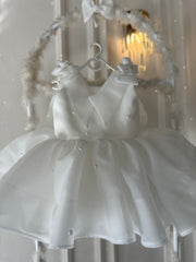Prenses Karolin İnci Beyaz Bebek Abiyesi